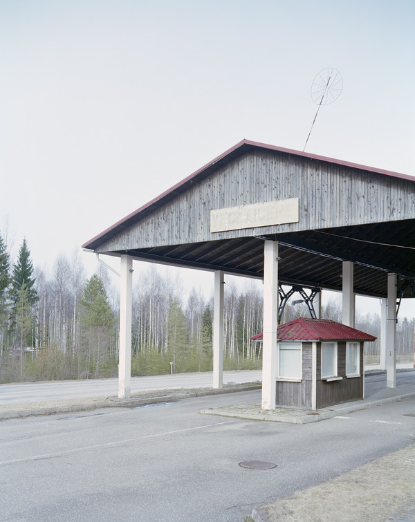 Latvia 03.2015. Abandoned checkpoint at the Latvian-Estonian border crossing. LIthuanian-Latvian border crossing.